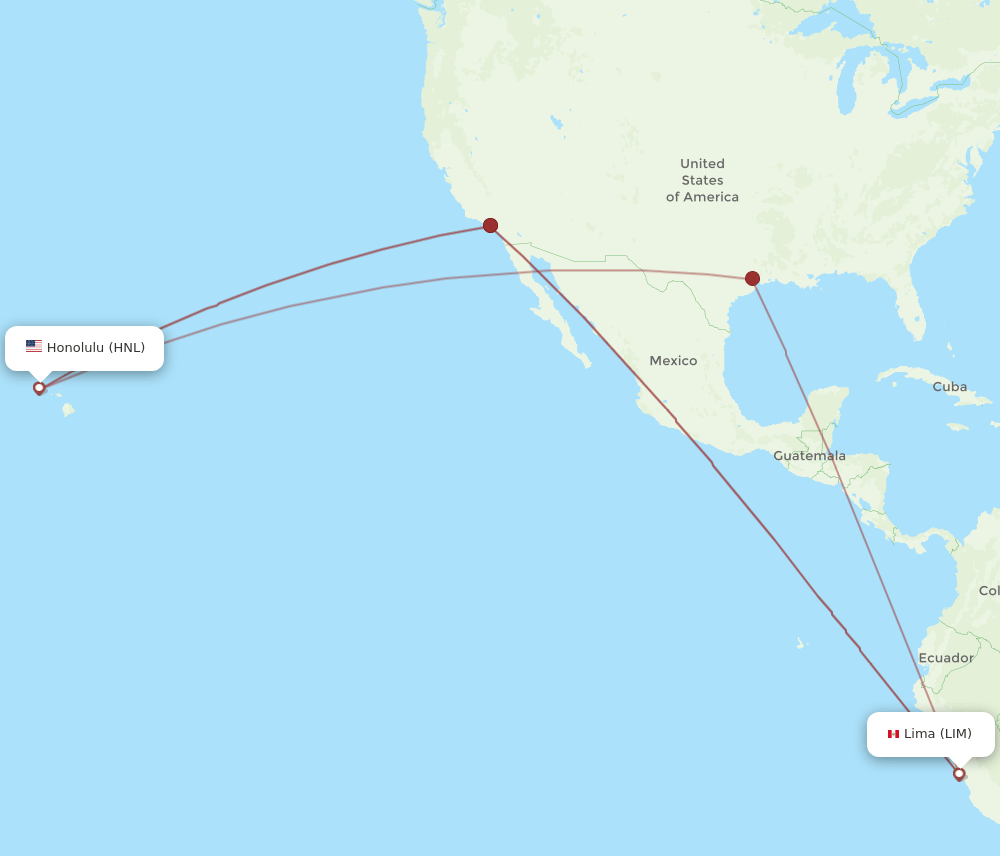 LIM-HNL flight routes
