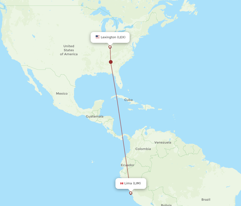 LIM to LEX flights and routes map