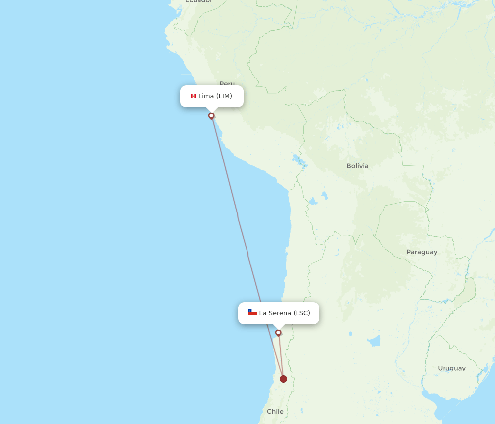 LIM to LSC flights and routes map