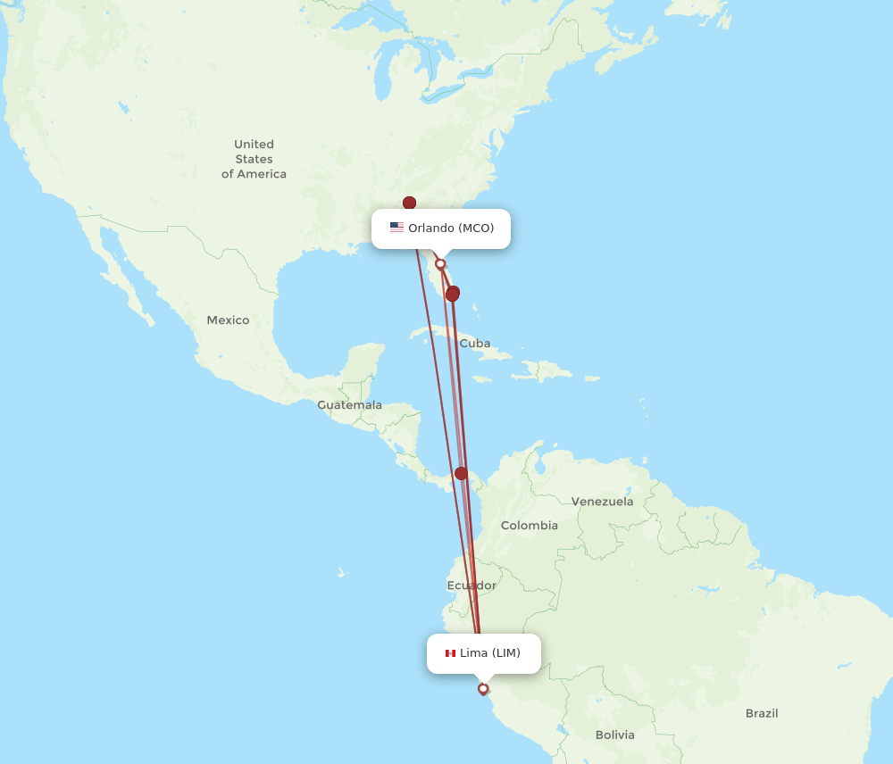LIM to MCO flights and routes map