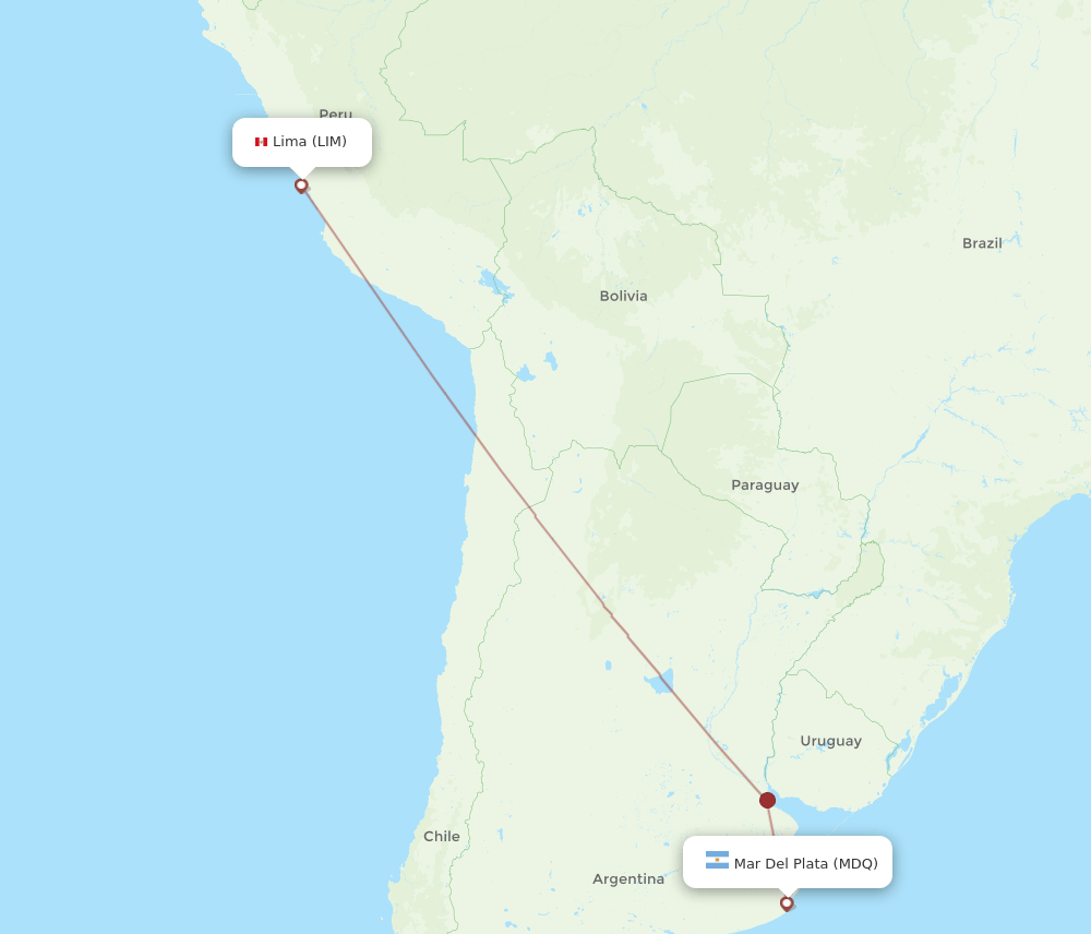 LIM to MDQ flights and routes map