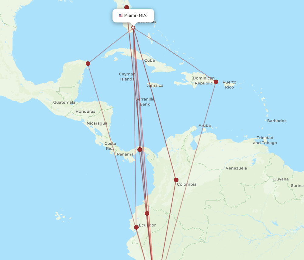 LIM to MIA flights and routes map