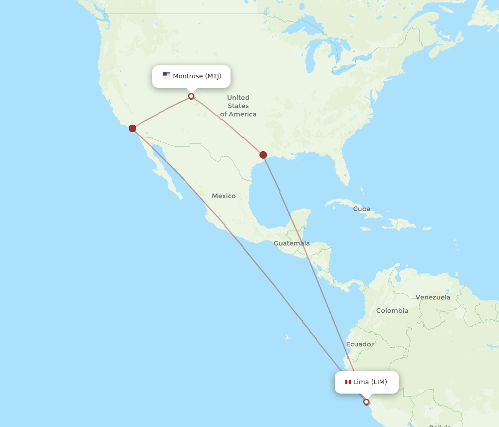 LIM to MTJ flights and routes map