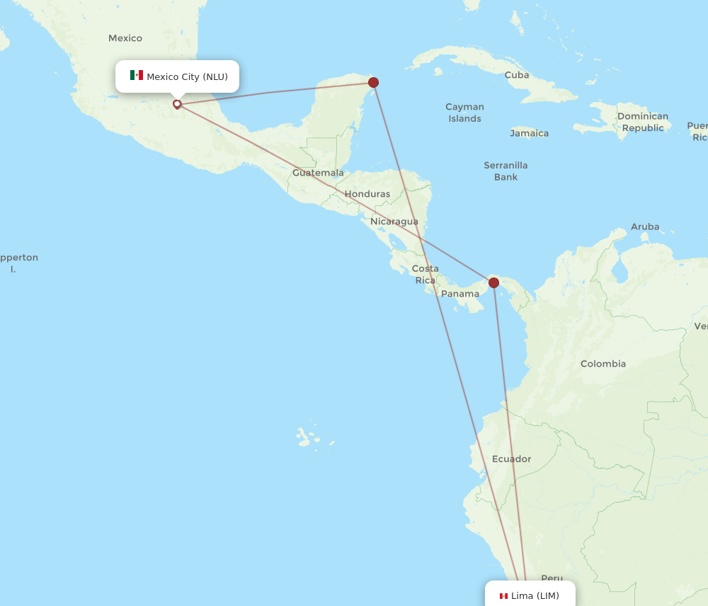 LIM to NLU flights and routes map