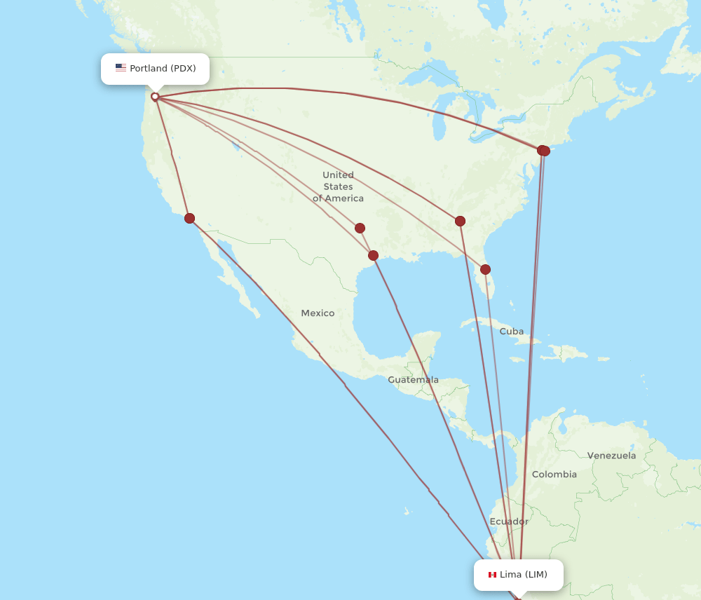 LIM-PDX flight routes