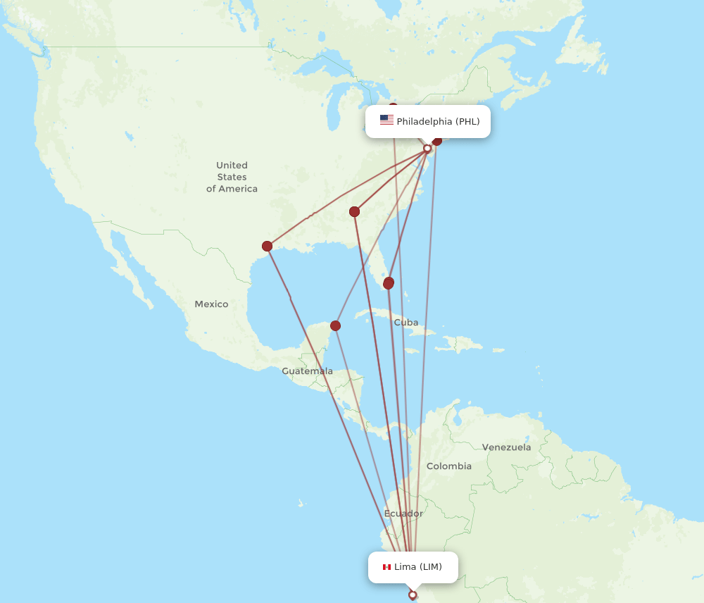 LIM-PHL flight routes