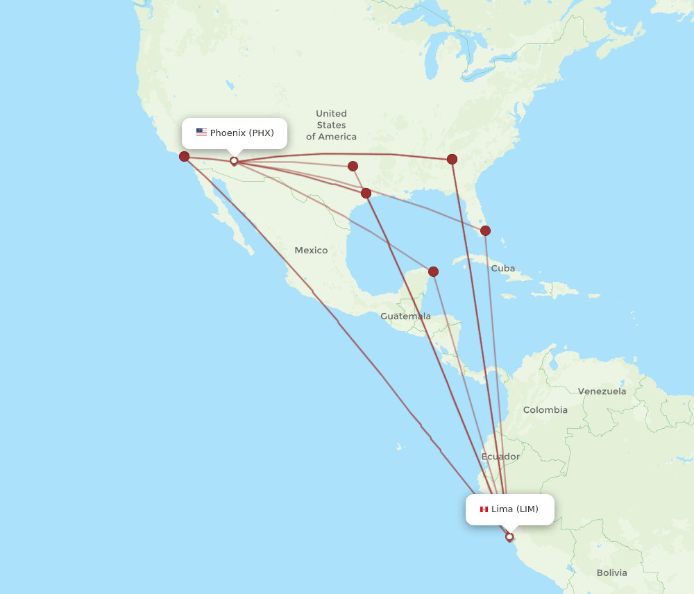LIM to PHX flights and routes map