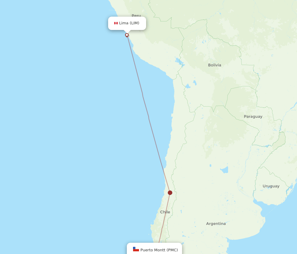 LIM to PMC flights and routes map