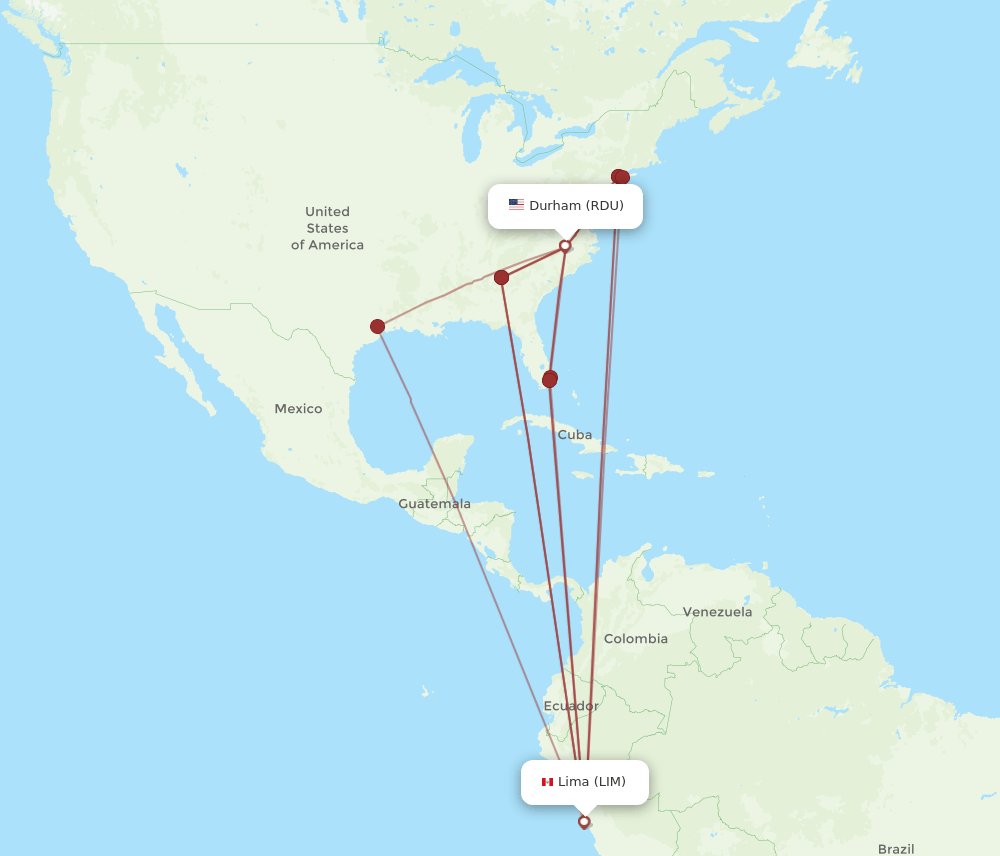 LIM-RDU flight routes
