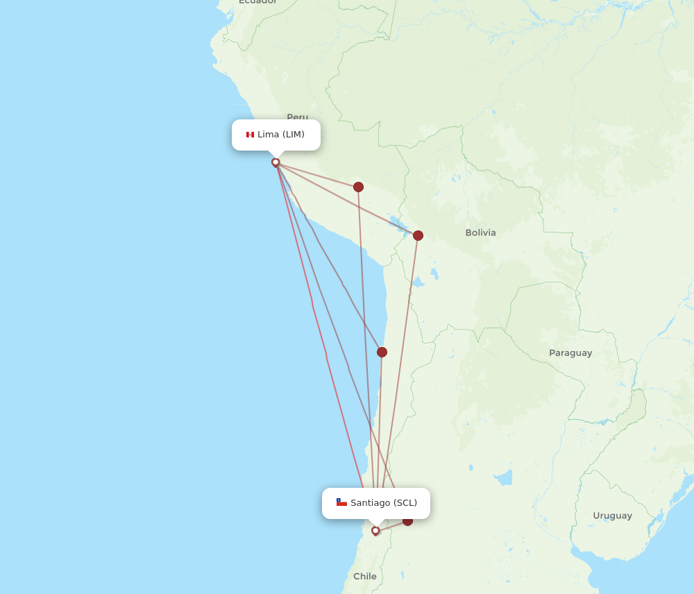 LIM to SCL flights and routes map