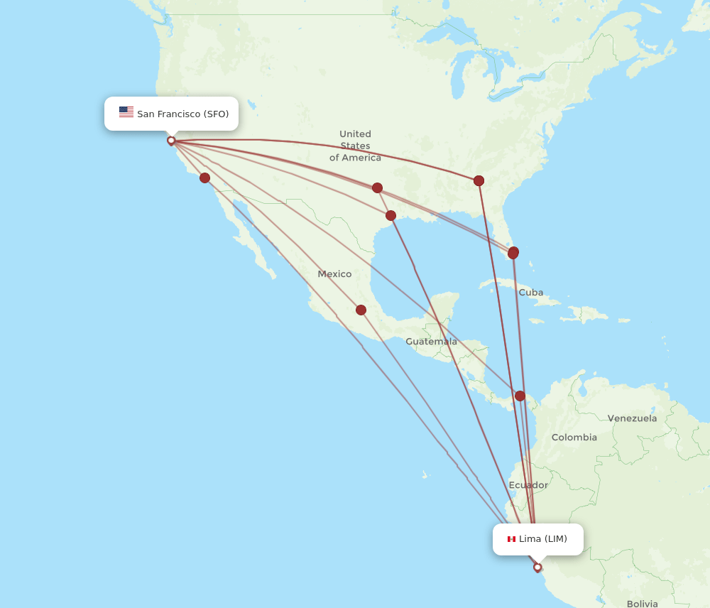 LIM-SFO flight routes
