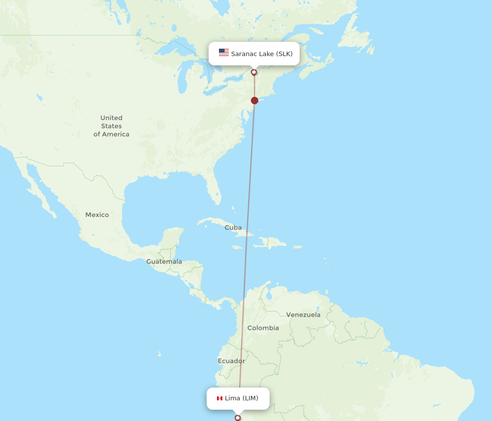 LIM to SLK flights and routes map