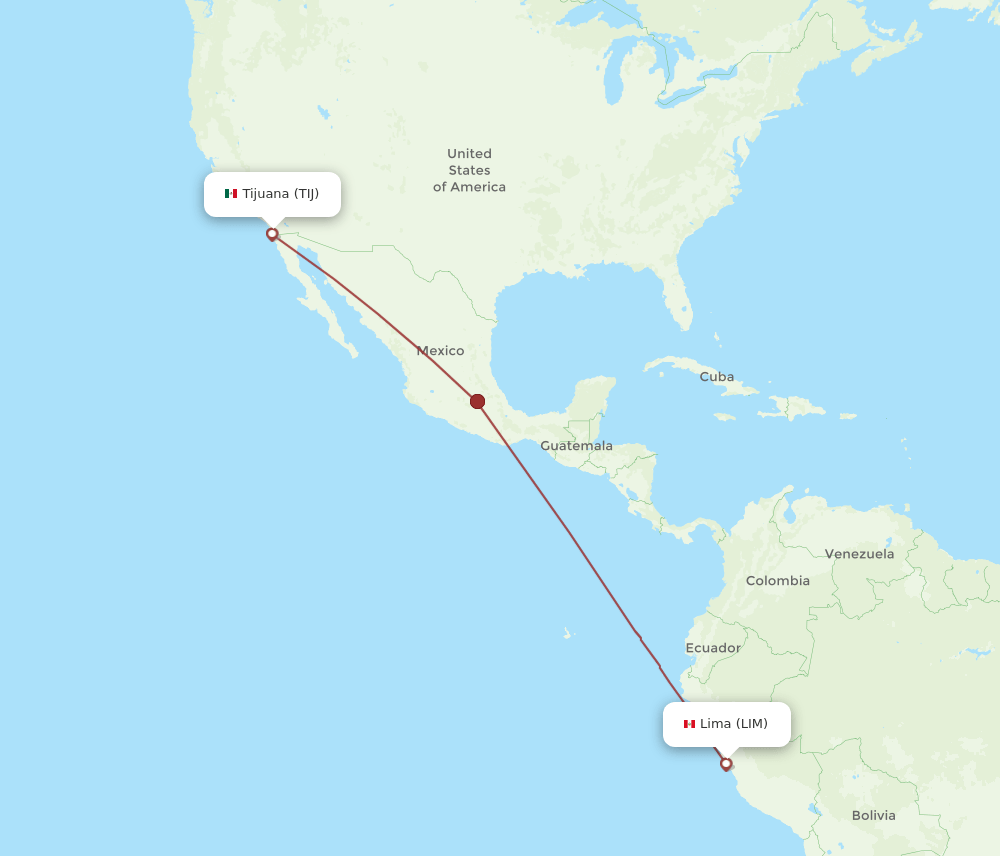 LIM to TIJ flights and routes map