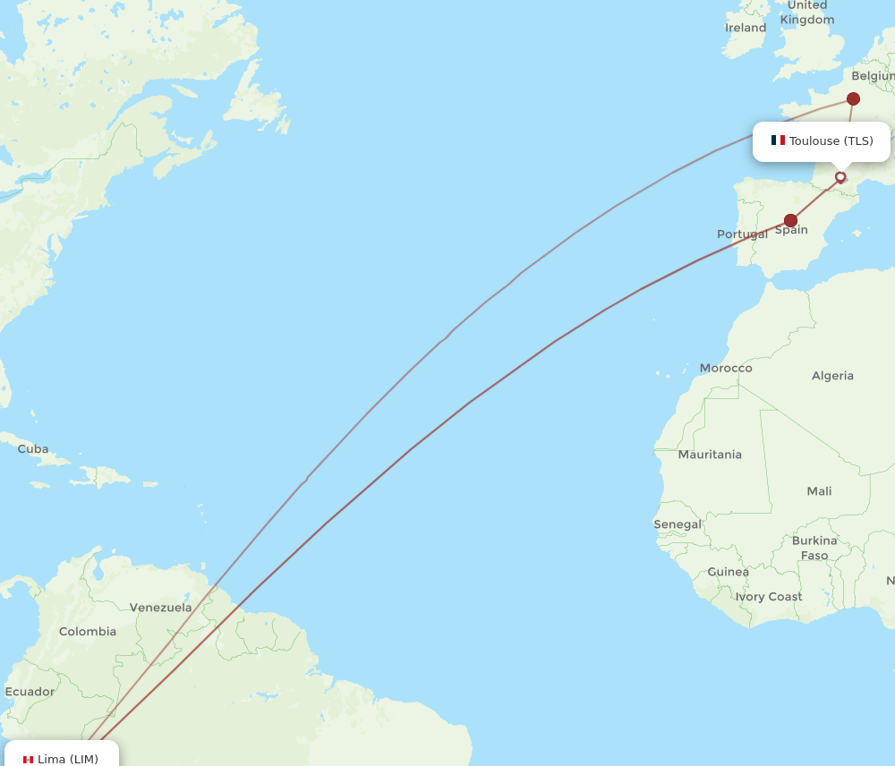 LIM to TLS flights and routes map