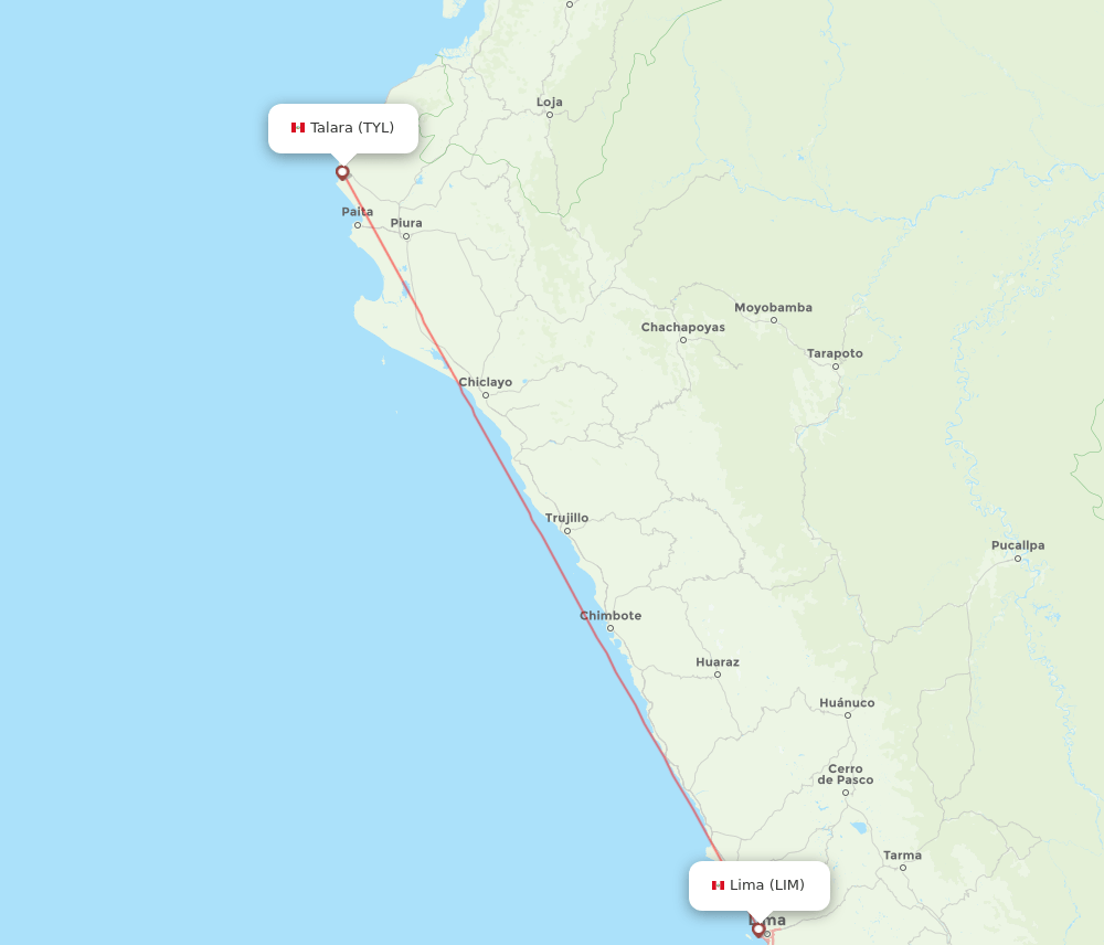 Lima - Talara route map and flight paths