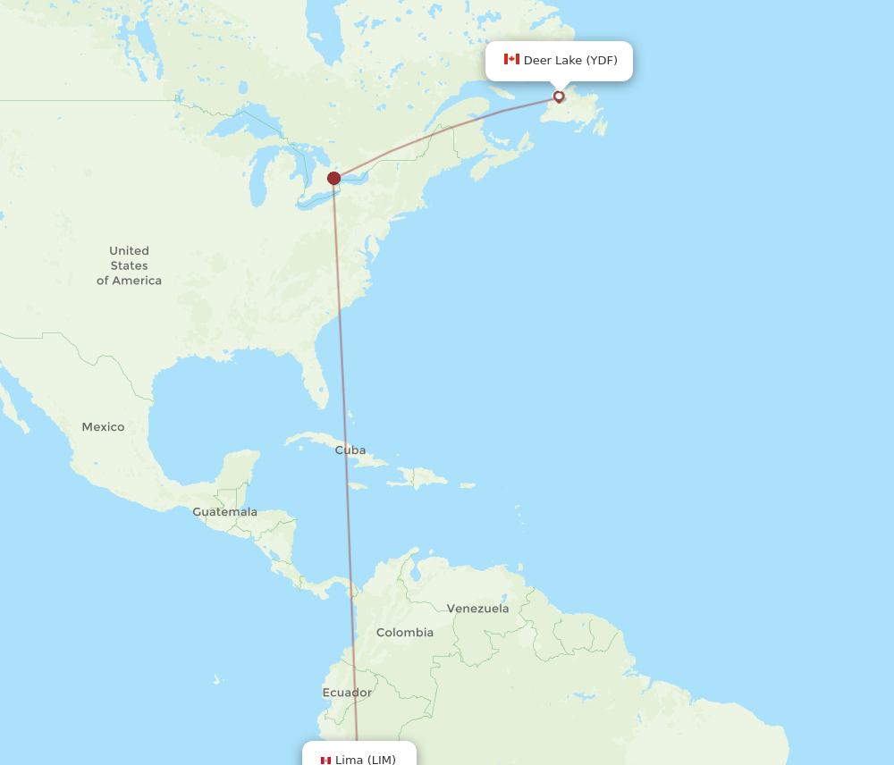 LIM to YDF flights and routes map