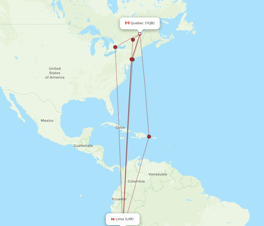 LIM-YQB flight routes