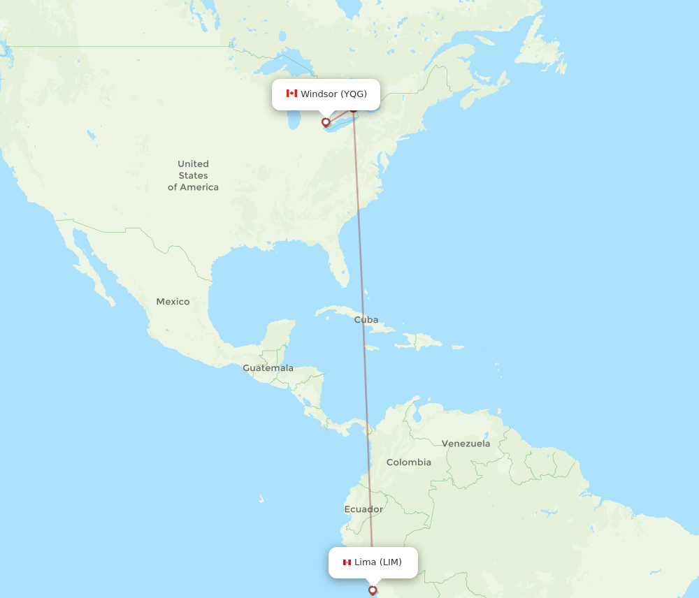 LIM-YQG flight routes