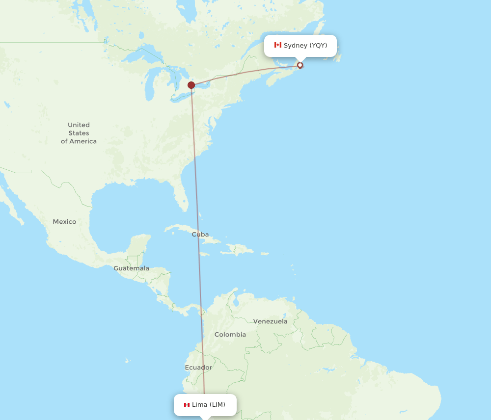 LIM-YQY flight routes