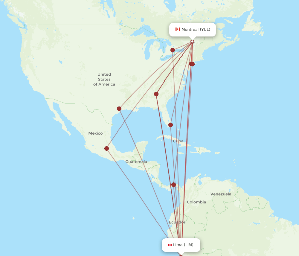 LIM-YUL flight routes