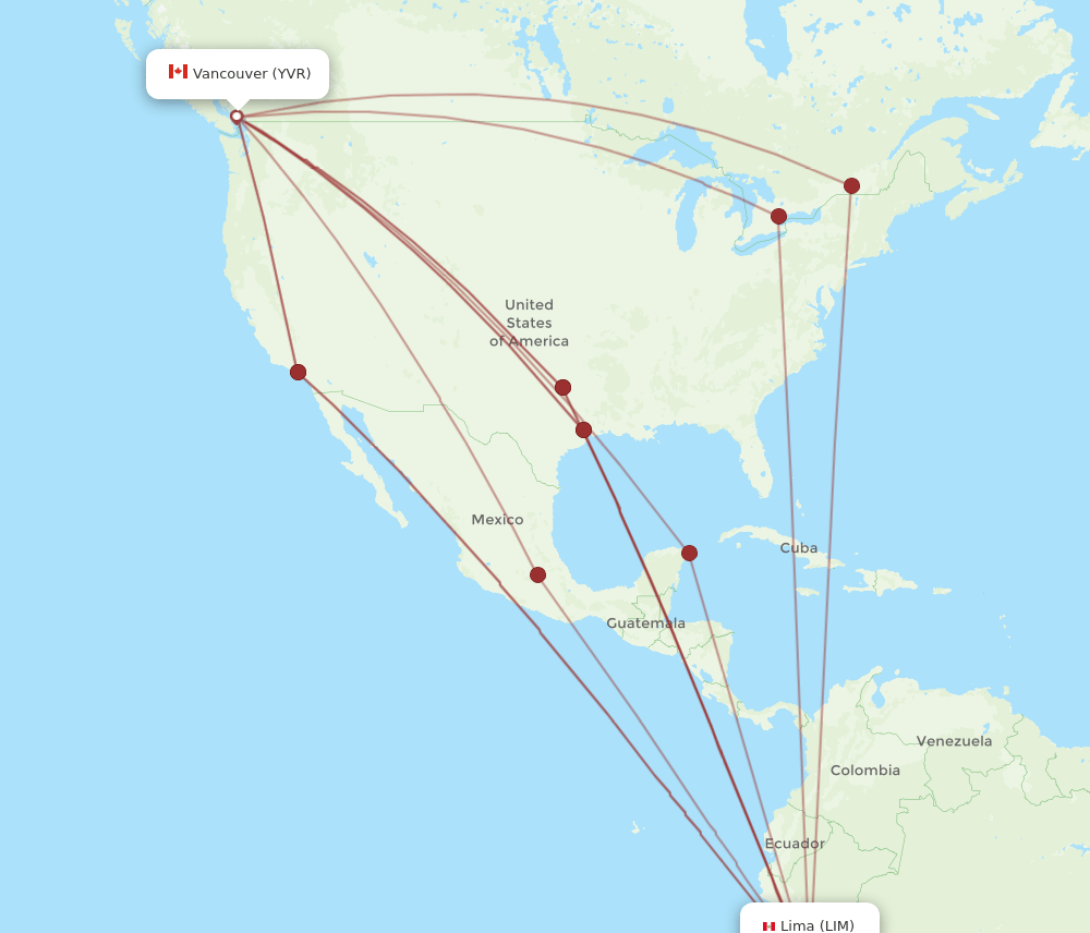 LIM-YVR flight routes