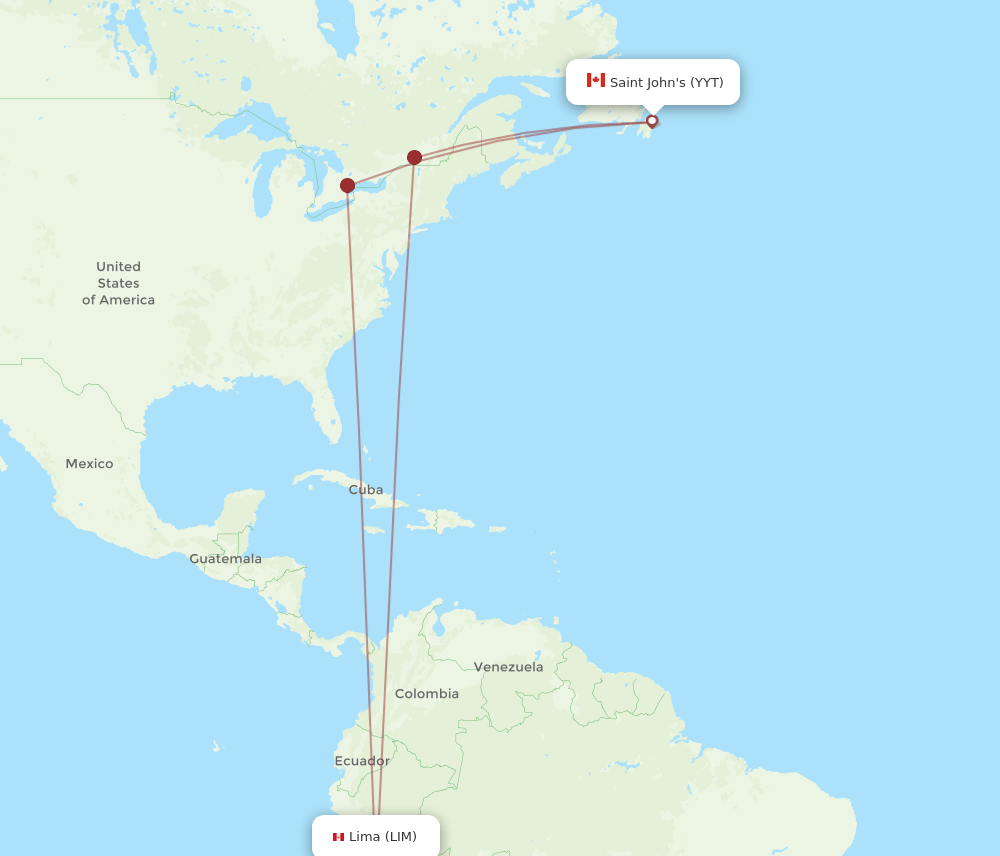 LIM-YYT flight routes