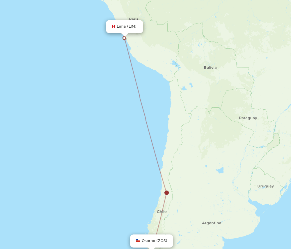 LIM to ZOS flights and routes map