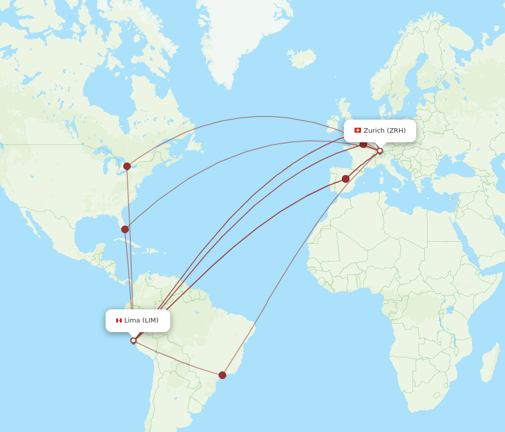 LIM to ZRH flights and routes map