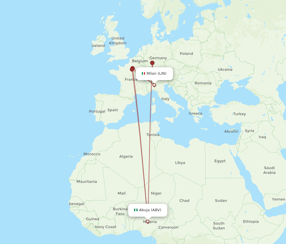 LIN-ABV flight routes