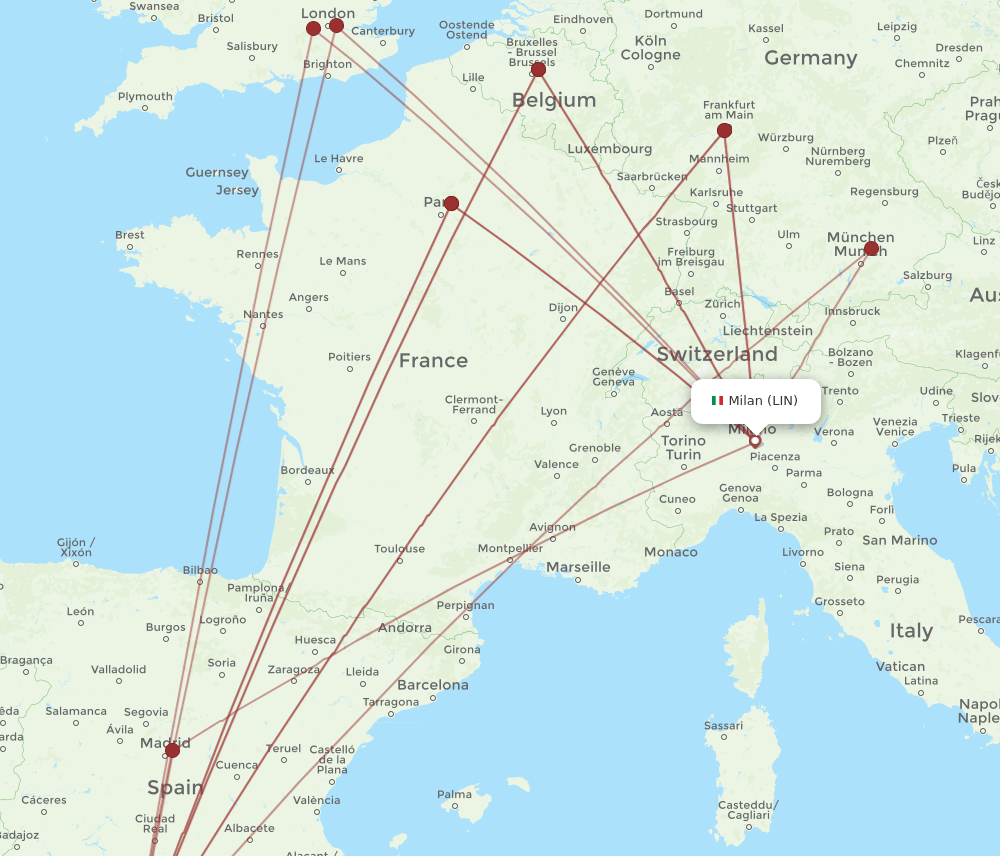 LIN-AGP flight routes