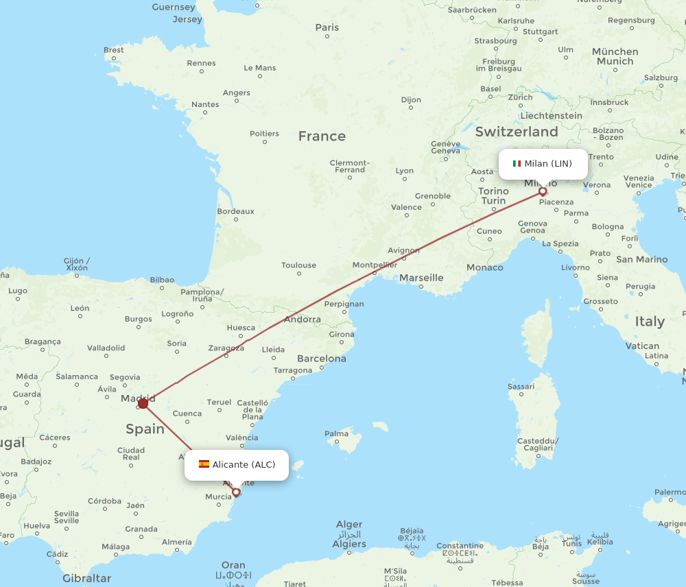 LIN-ALC flight routes