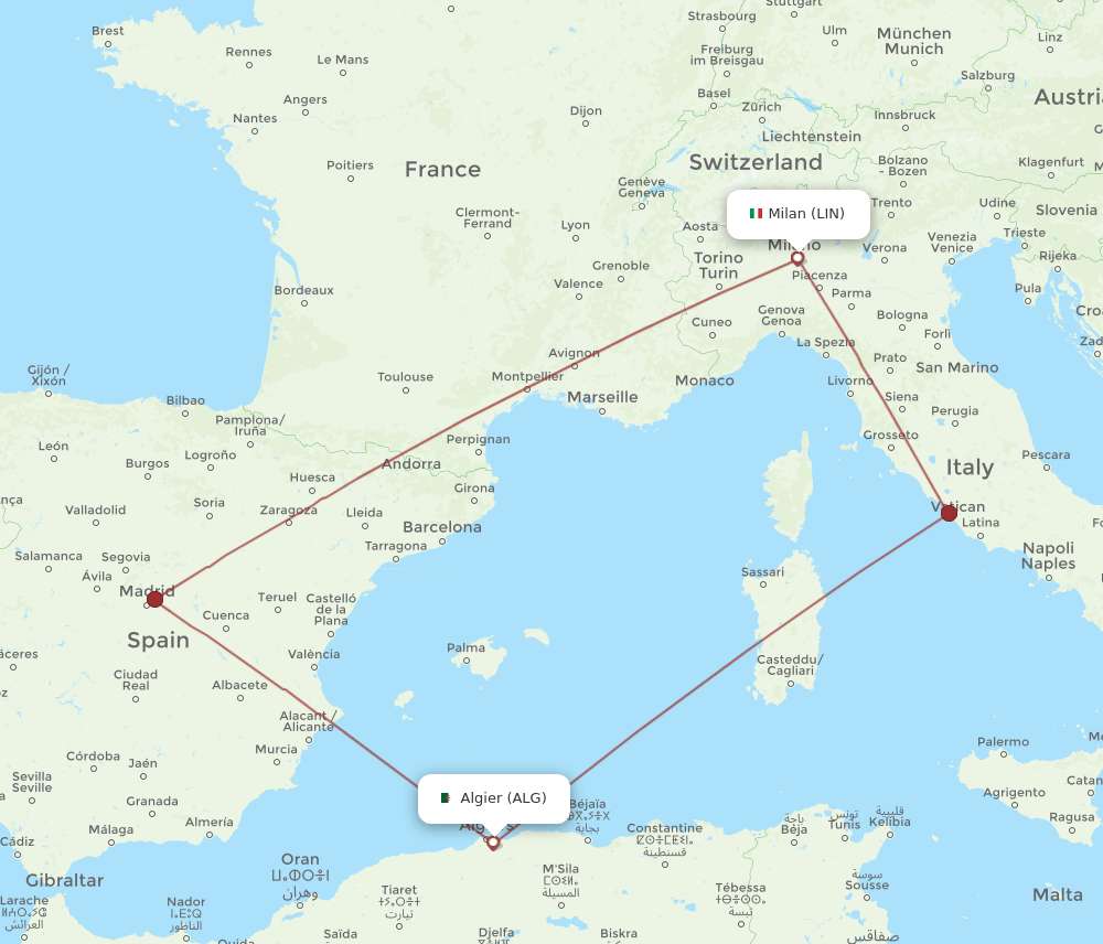 LIN-ALG flight routes