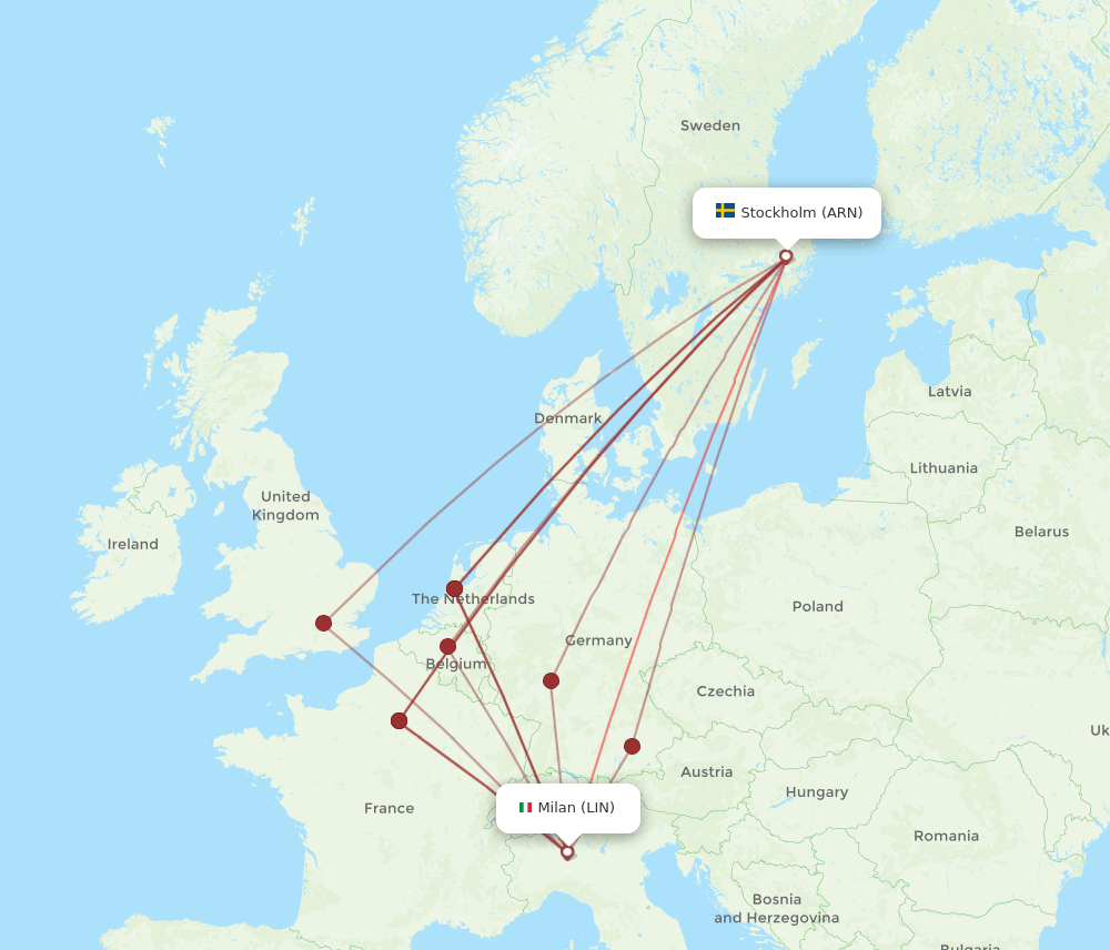 LIN-ARN flight routes
