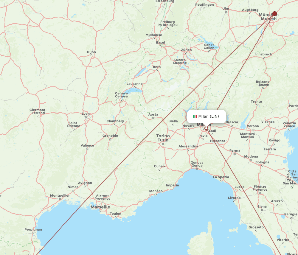 LIN-BCN flight routes