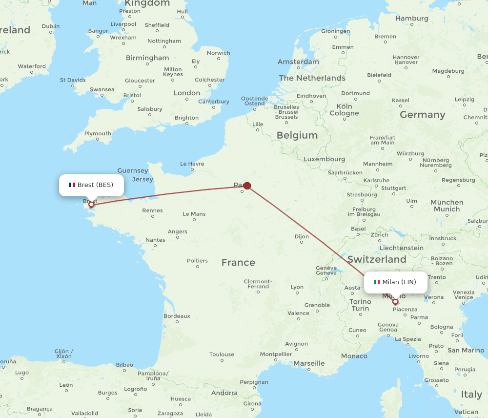 LIN-BES flight routes