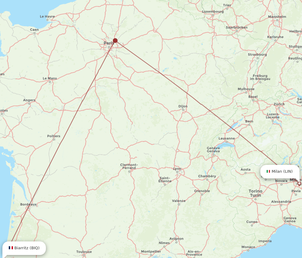 LIN to BIQ flights and routes map