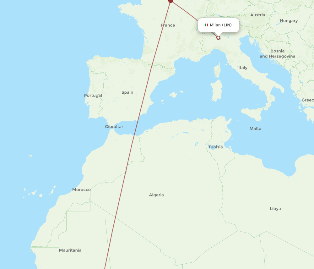 LIN-BKO flight routes
