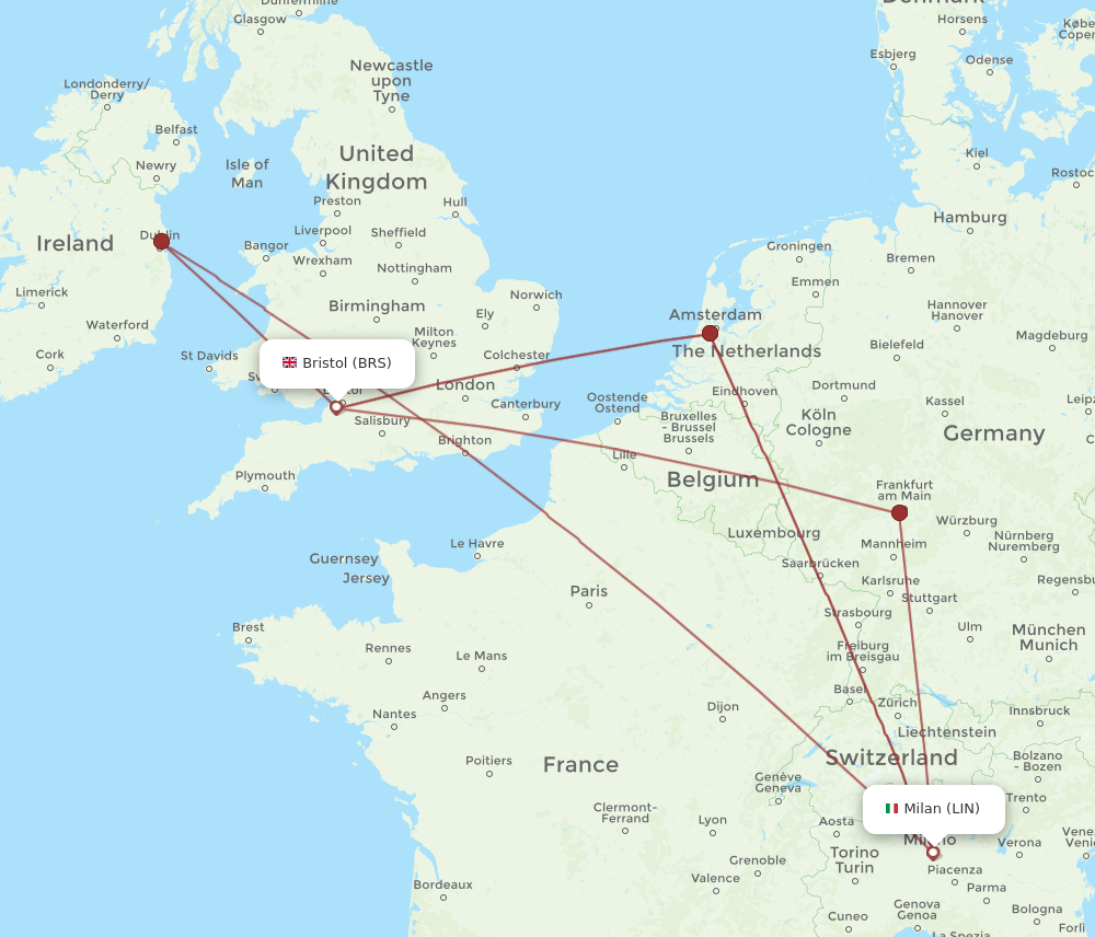 LIN to BRS flights and routes map