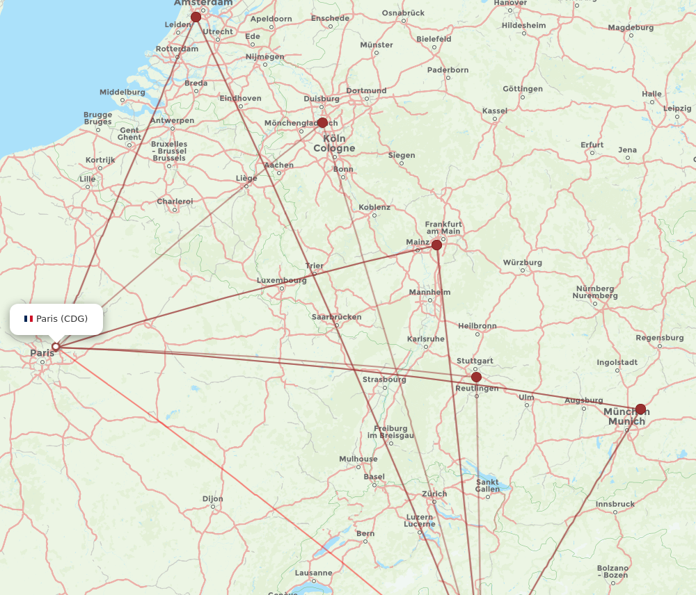 LIN to CDG flights and routes map