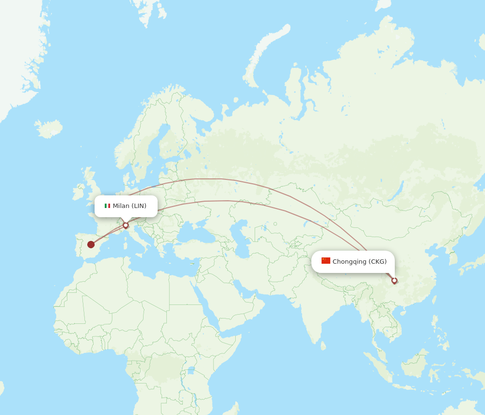 LIN-CKG flight routes