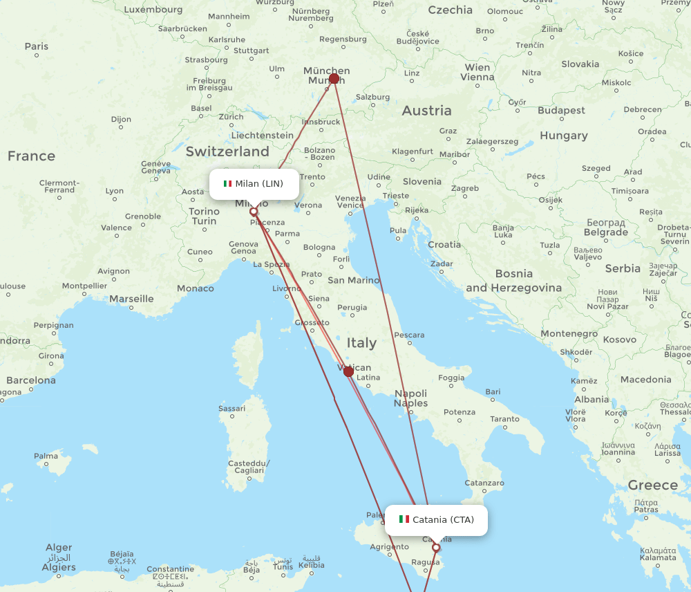 LIN-CTA flight routes