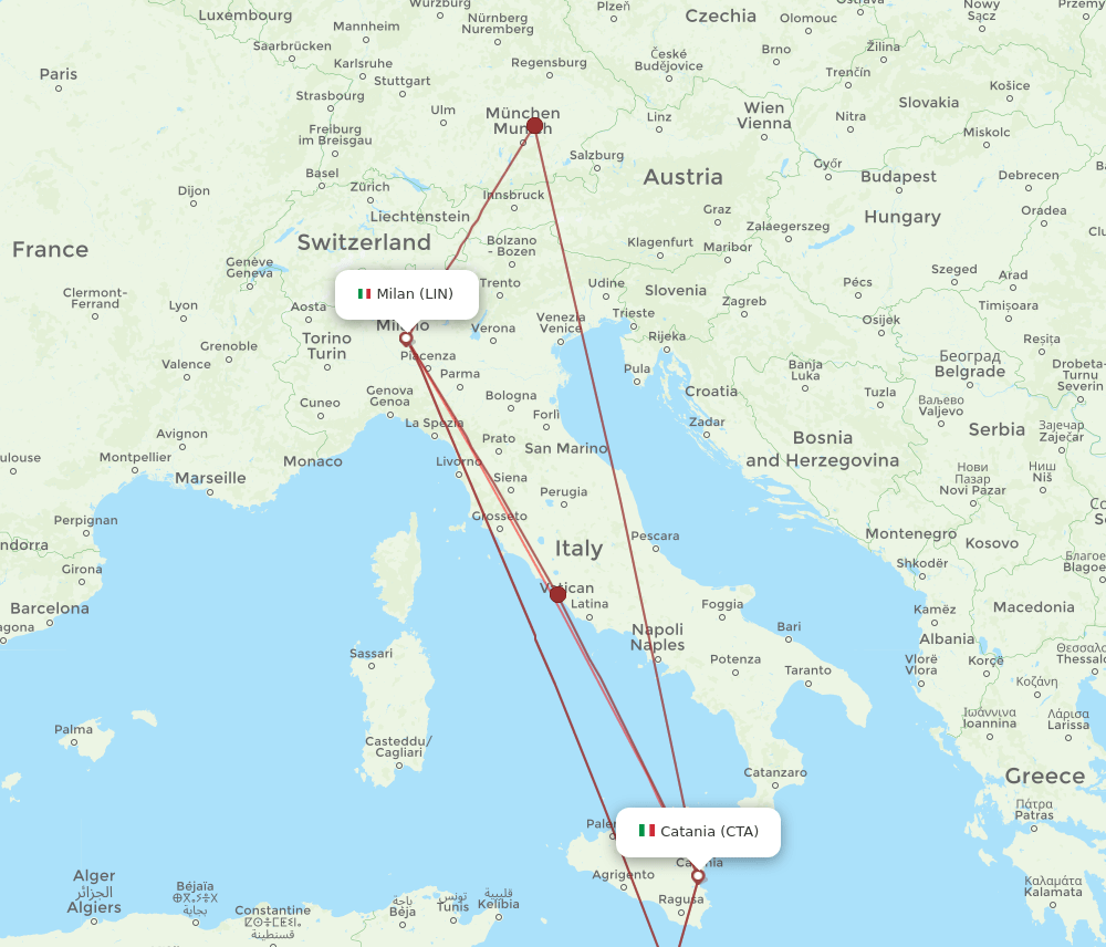 LIN to CTA flights and routes map