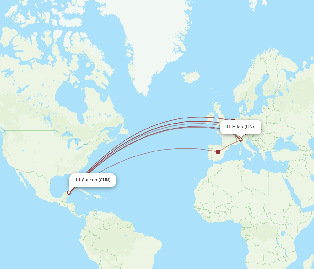 LIN-CUN flight routes