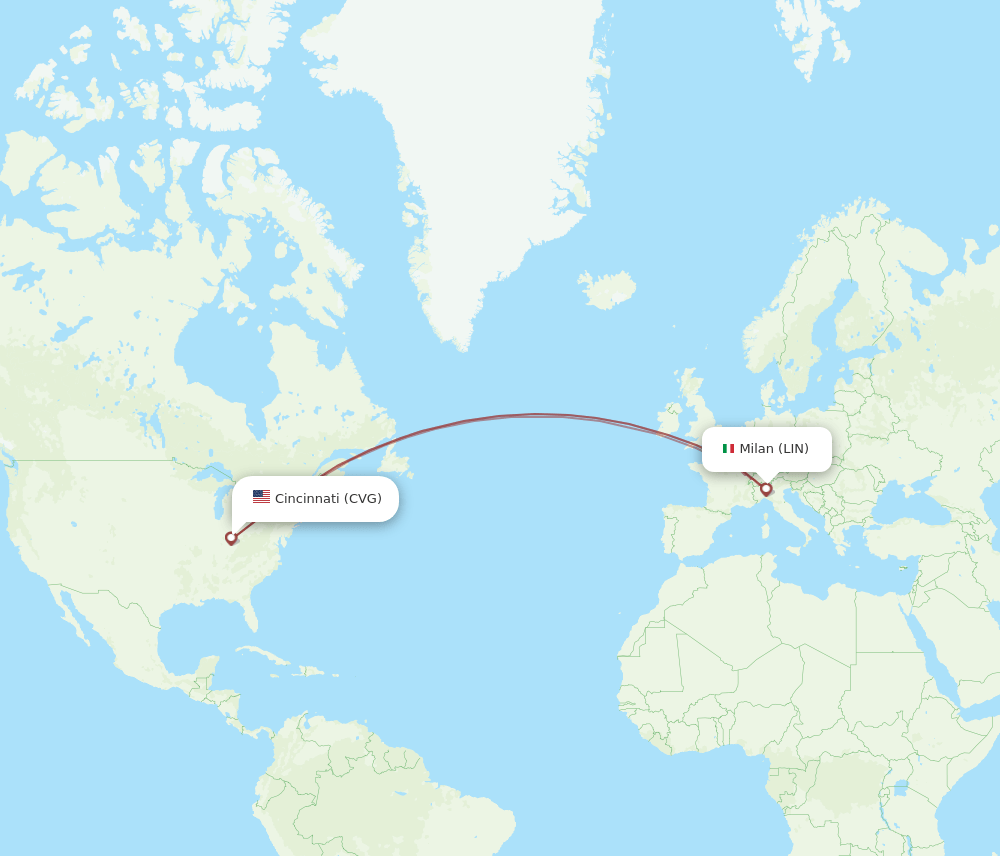 LIN-CVG flight routes