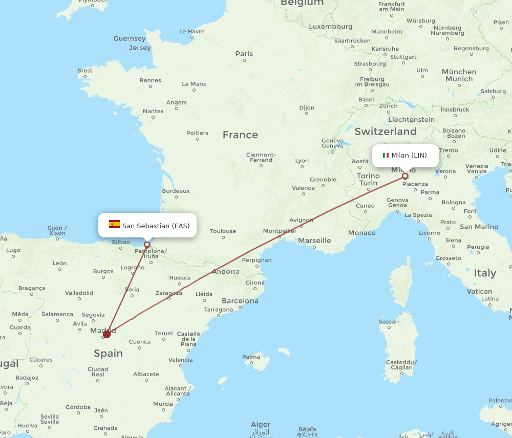 LIN-EAS flight routes
