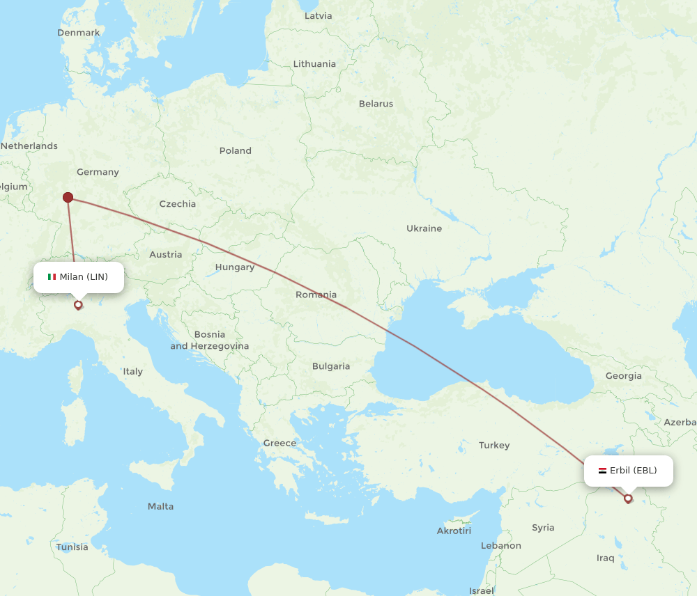 LIN-EBL flight routes