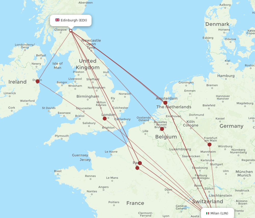 LIN to EDI flights and routes map