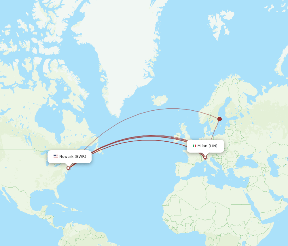 LIN-EWR flight routes