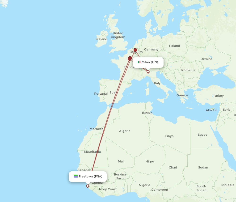 LIN-FNA flight routes