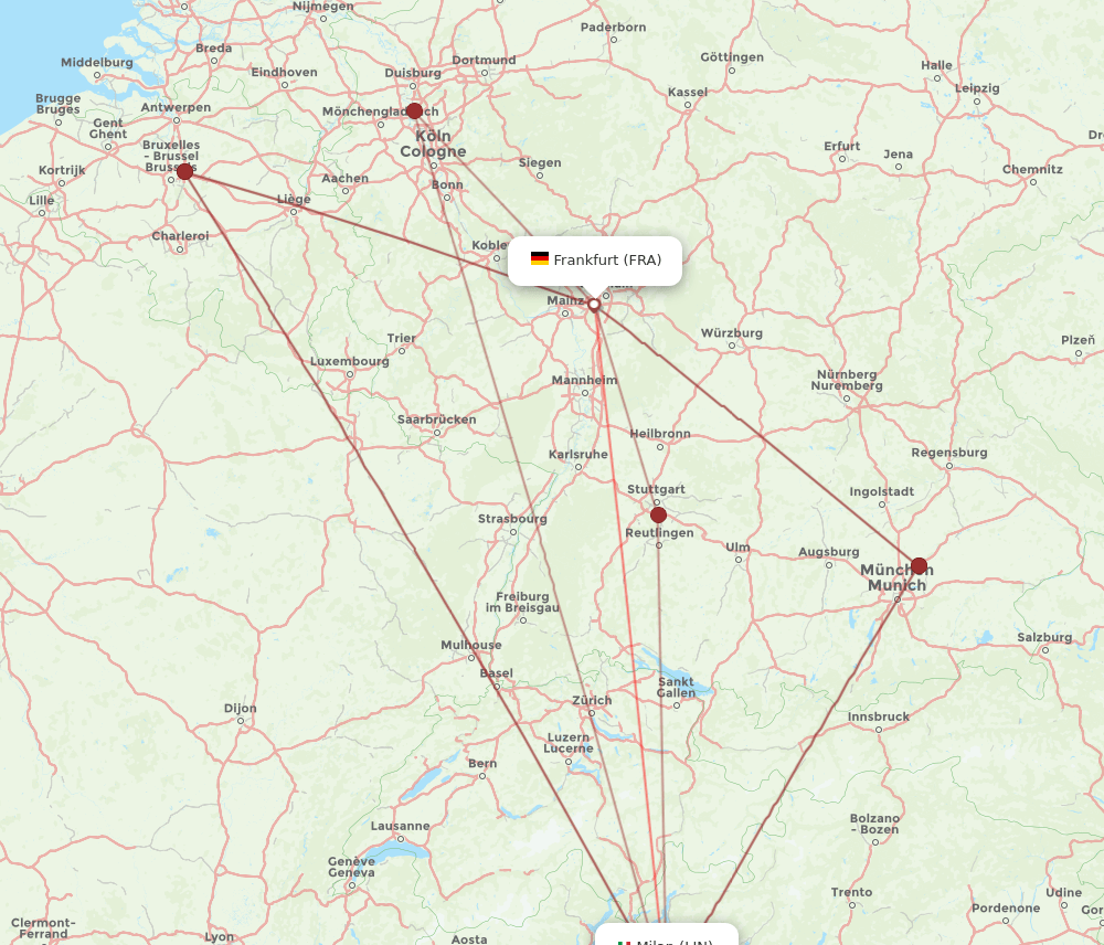 LIN-FRA flight routes